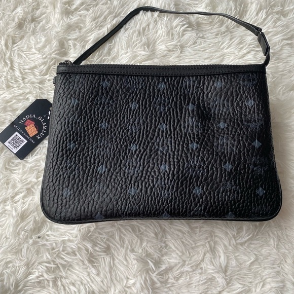 MCM Liz Pochette Black Grey Visetos Logo Monogram Print - Picture 7 of 16